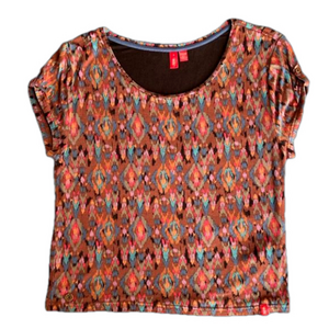 edc brand size S/M women’s short sleeve top. MULTI COLOUR. MADE IN PORTUGAL
